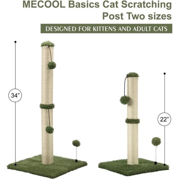 34“ Tall Cat Scratching Post Basics Kitten Scratcher Sisal Scratch Posts Trees - Picture 6 of 8